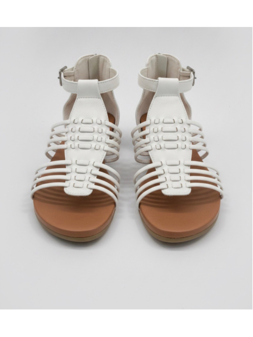 MAURICES White, stray gladiator sandals with adjustable ankle strap size 8